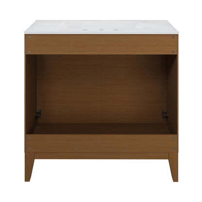Cascade 30" Freestanding Bathroom Vanity in Brown Oak with 3-Hole Widespread Sink Top