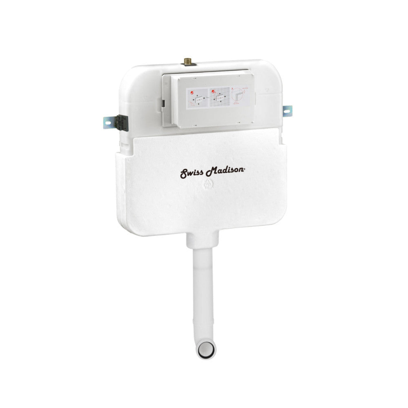 Swiss Madison St. Tropez Back-to-Wall Toilet Bundle 0.8/1.6 GPF Dual Flush in Glossy White with Black Flush Plate - SM-WT0804GW