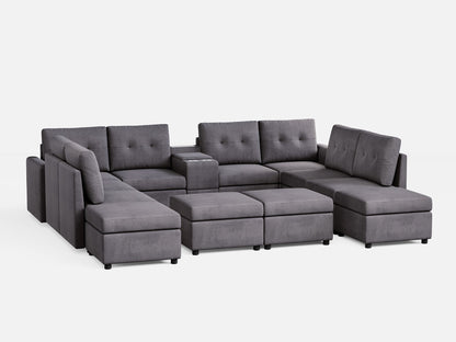 LINSY HOME RUBIK III 8 Seats with 4 Ottomans & Console - US-LH-SPF-Sofa-S800-F-84101-0-00