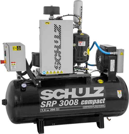 Schulz SRP-3008 Compact Air Compressor 7.5 HP 60 gal. 208-230V 3-Phase Horizontal - 970.3891-0
