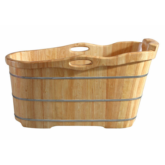 ALFI 57-Inch Freestanding Rubber Wooden Soaking Bathtub with Headrest  - AB1187