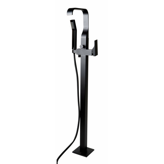 ALFI brands Curved Floor Mounted Tub Filler with Hand Held Shower Head  - AB2180