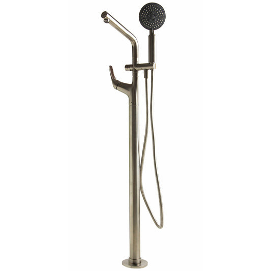 ALFI Round Floor Mounted Tub Filler + Mixer with Hand Held Shower Head -  AB2758