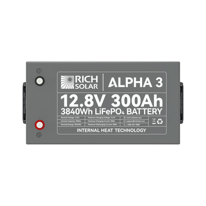 Rich Solar 3 | 12V 300Ah LiFePO4 Battery | 12V Lithium Battery for RVs, Cabins, Off-Grid | 5,000 Lifetime Cycles | Internal Heat Technology | Bluetooth - RS-B123S