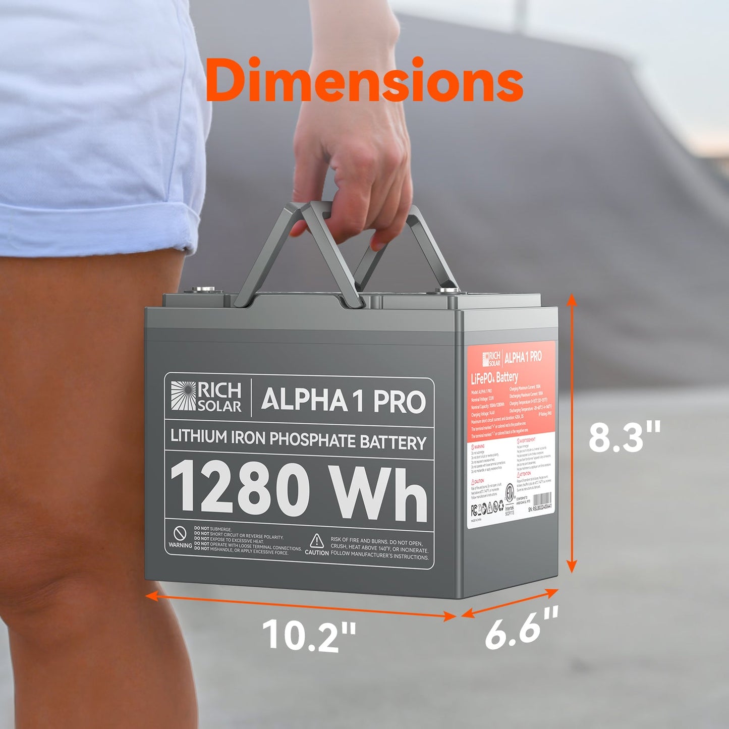 Rich Solar 1 PRO | 12V 100Ah LiFePO4 Battery | Premium 12V Lithium Battery for Off-Grid, RVs, Boats | 7,000 Lifetime Cycles | - RS-B121SP