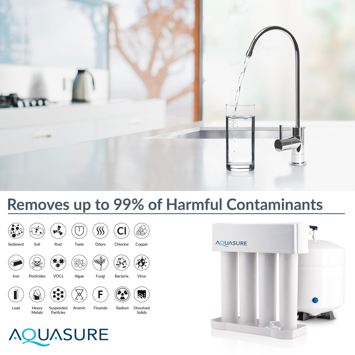 Aquasure Elite | 1,000,000 Gallons Whole House Water Filter Treatment Bundle with 48,000 Grains Softener w/ Fine Mesh Resin, 75 GPD Reverse Osmosis System - AS-SE1000FM