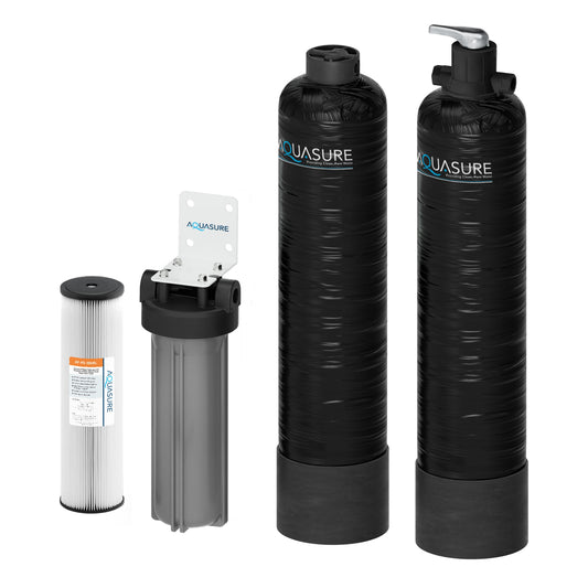 Aquasure Lite Series | 800K Gallons Whole House Salt-Free Conditioning/Softening Descaler  - AS-SF800CKBundle with Water Treatment System and Pleated Sediment Pre-Filter