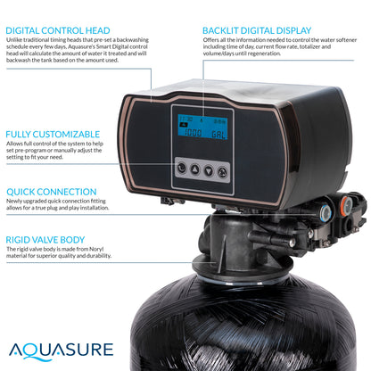 Aquasure Elite | Whole House Water Filter Bundle with 48,000 Grains Softener w/ Fine Mesh Resin, 75 GPD Reverse Osmosis System & Triple Purpose Pre-Filter - AS-WHF48FM