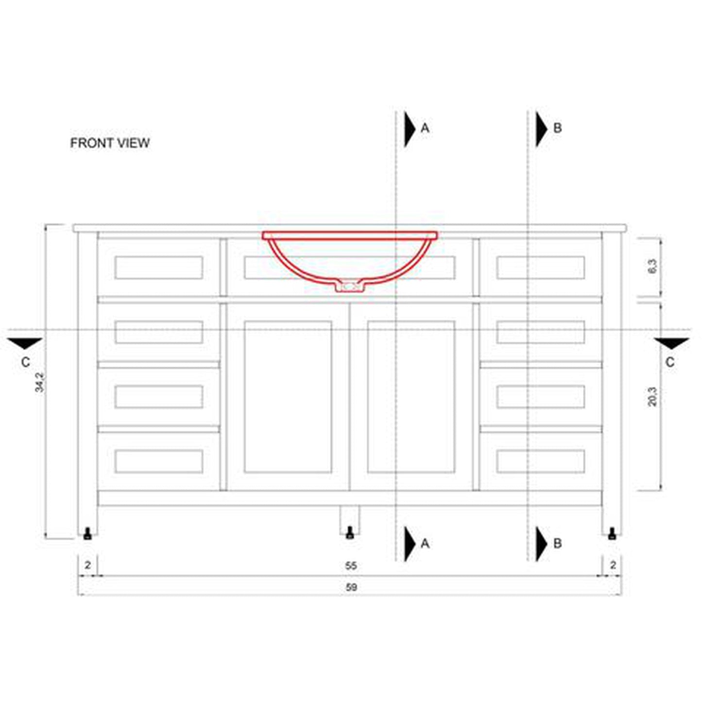 Alya Bath Norwalk 60" Single White Freestanding  Bathroom Vanity With Carrara Marble Top, Ceramic Sink with Wall Mounted Mirror - HE-101-60S-W-CWMT + AT-48-M-W
