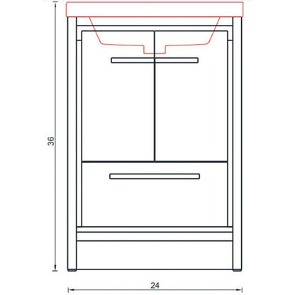 Alya Bath Sortino 24" Single Gray Modern Freestanding  Bathroom Vanity With Acrylic Top and Integrated Sink