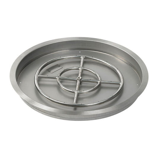 American Fire Glass 25" Round SS Drop-In FirePit Pan w/18" Fire Ring  - SSRSP25ASBL