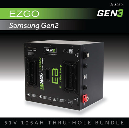 Eco Battery 51V 105AH Thru-Hole Battery Bundle / EZGO RXV Samsung Gen2 (2022+)