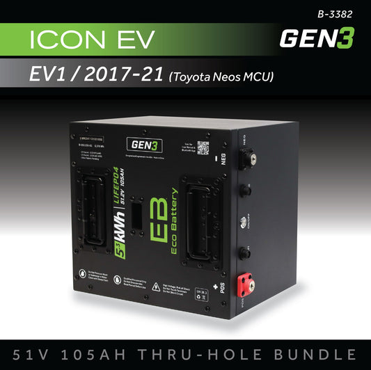 Eco Battery 51V 105AH Thru-Hole Battery Bundle / ICON EV / 2017-21 (Toyota Neos MCU) - B-3382