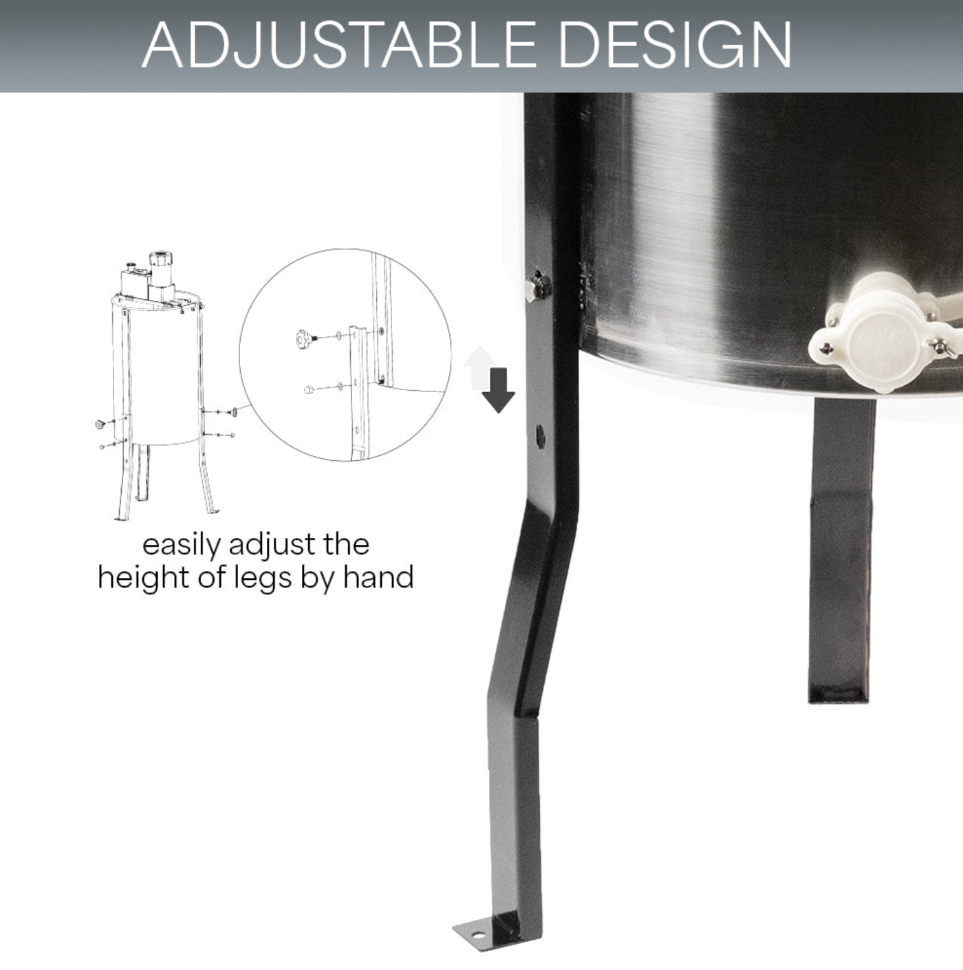 VIVO Electric 4 to 8 Frame Stainless Steel Honey Extractor - BEE-V004E
