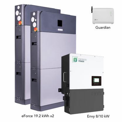 Aims Power Hybrid Power Kit | 10kW 120/240 Output 48VDC - 38.4kWh System Bundle | Envy10 Hybrid Inverter + 2 x eForce 19.2 Stackable Lithium Battery | Guardian Battery Monitor - Envy10+2*eForce19.2+Guardian