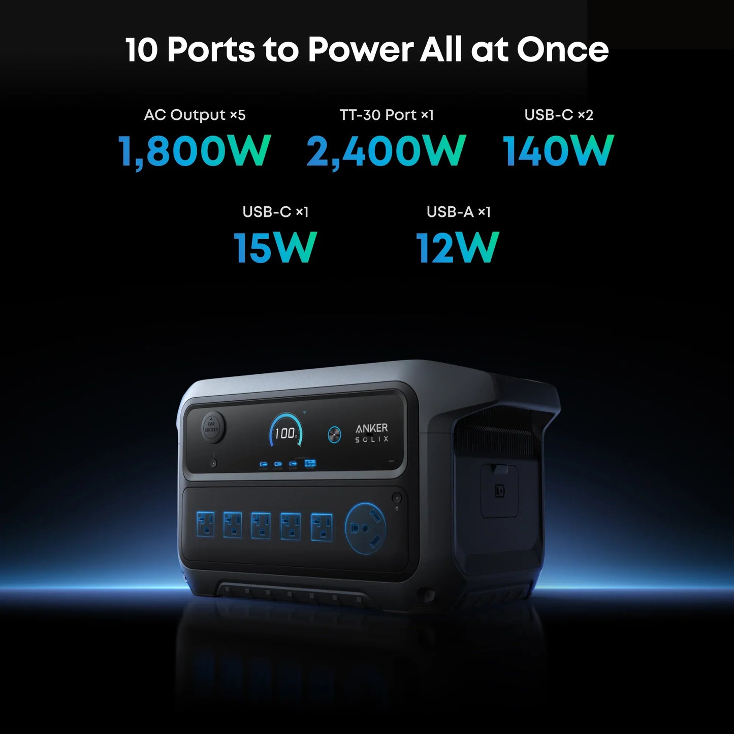 Aurora Generators SOLIX C2000 Gen2 Portable Power Station + Anker SOLIX BP2000 Expansion Battery Gen 2 - B17831A1
