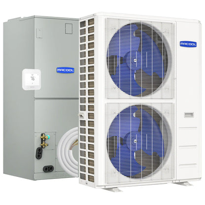 MRCOOL Hyper Heat 2nd Gen 60K BTU, 5 Ton, 16 SEER2 Heat Pump Condenser and Ducted Air Handler with 50 Ft. R-454B No-Vac Lineset  - CENTRAL-60-HP-230B50