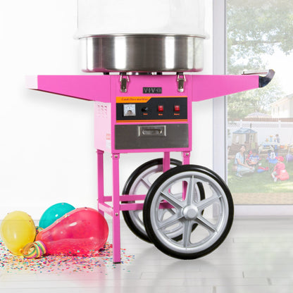VIVO Electric Commercial Cotton Machine with Cart and Bubble Shield - CANDY-KIT-2