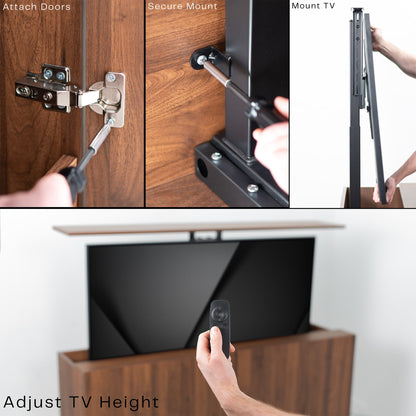 VIVO TV Lift Cabinet with Motorized Stand - 32" to 65" Screens - CASE-KIT-EUP1WN
