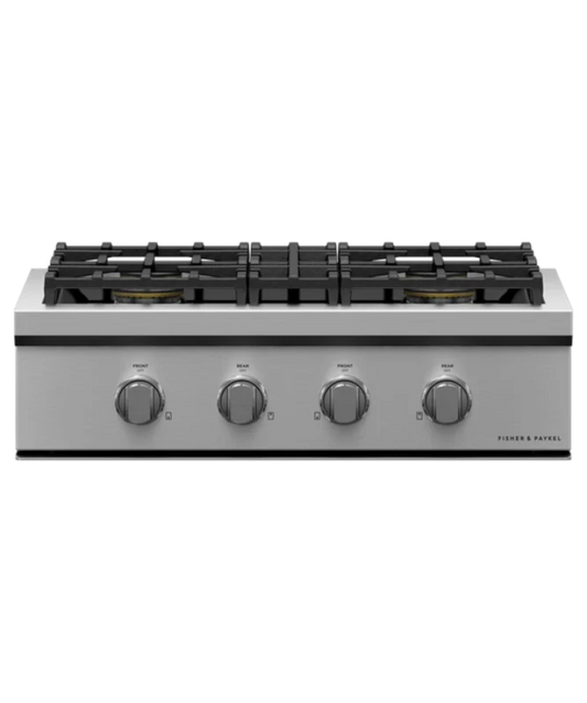 Fisher Paykel 30" Series 9 4 Burner Gas Rangetop, Natural Gas Stainless Steel - CPV3304N