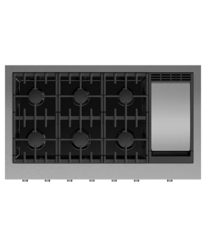 Fisher Paykel 48" Series 9 6 Burner Gas with Griddle Rangetop, Natural Gas Stainless Steel - CPV3486GDN
