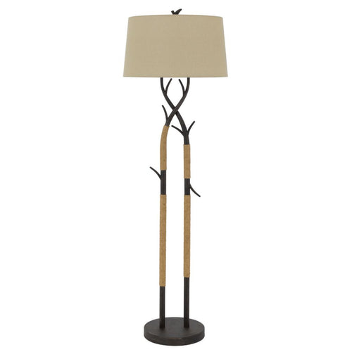 Cal Lighting Pecos Metal Tree Branch Floor Lamp with Wrapped Ropes in Black Iron - BO-3029FL