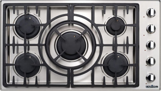 Capital 36 Inch Maestro 5 Sealed Burners Gas Drop-In Cooktop - MCT365GSN