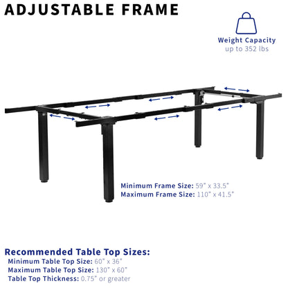 VIVO Electric 4-Leg Dual Motor Desk Frame - DESK-E-400B