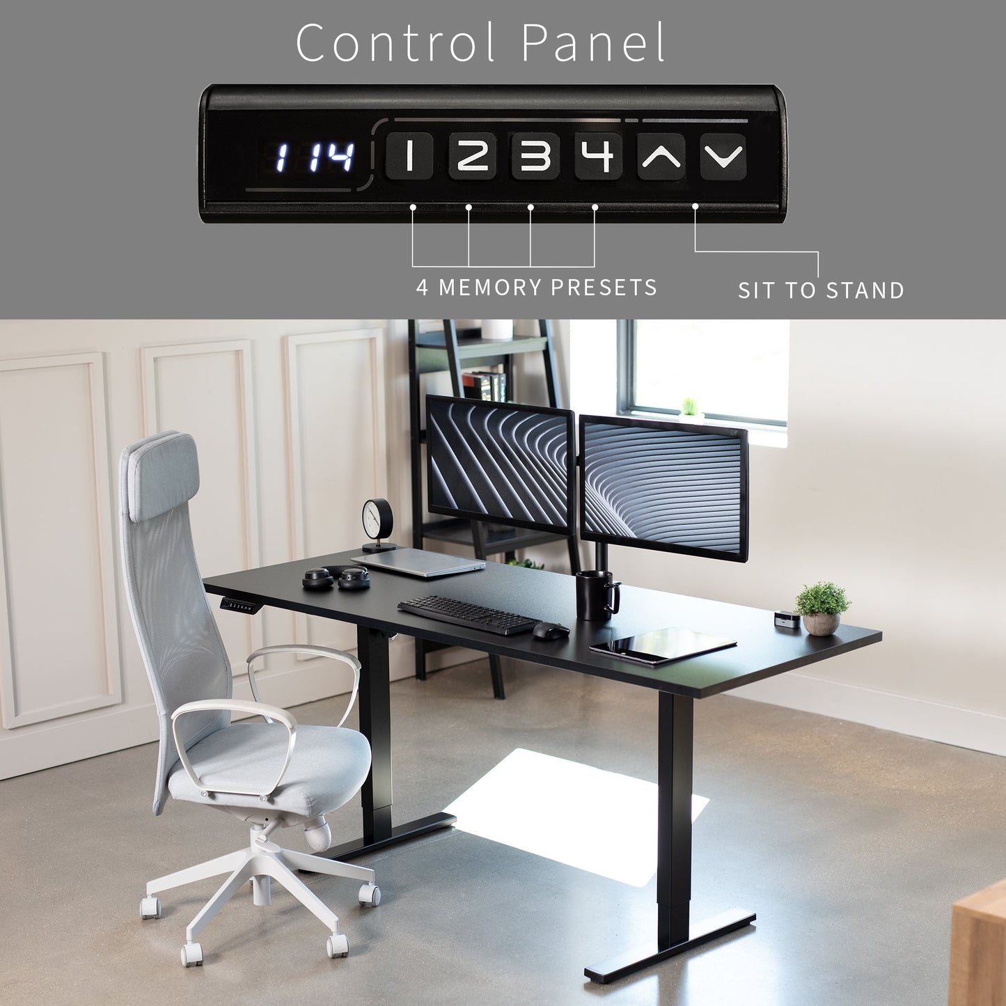 VIVO 71" x 30" Electric Desk with Square Corner Top - DESK-KIT-1B71S-B