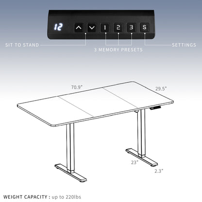 VIVO E2 Series - 71" x 30" Dual Motor Electric - DESK-KIT-E2B7B