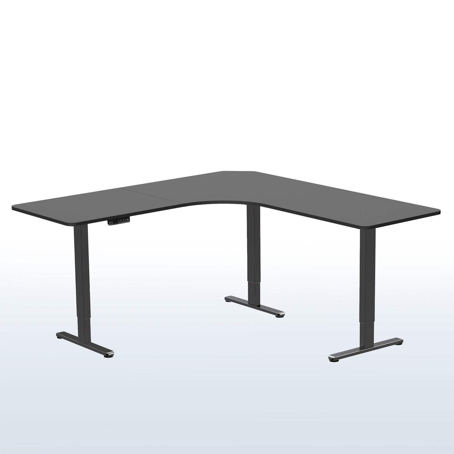 VIVO E3 Series - Curved Corner Triple Motor Electric Desk with Push Button Memory Controller - DESK-KIT-E3CB2
