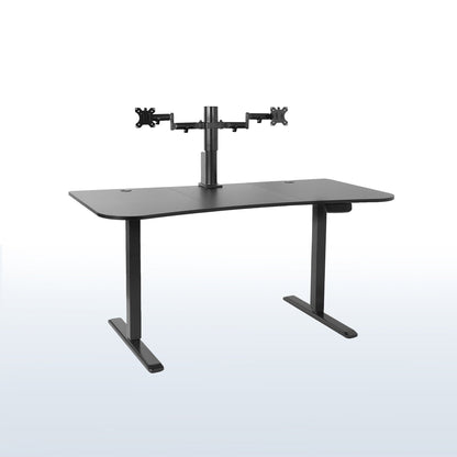 VIVO 63" x 32" Electric Desk with Motorized Dual Monitor Arm & Touch Screen Memory Controller - 20" to 32" Screens - DESK-KIT-SET1B