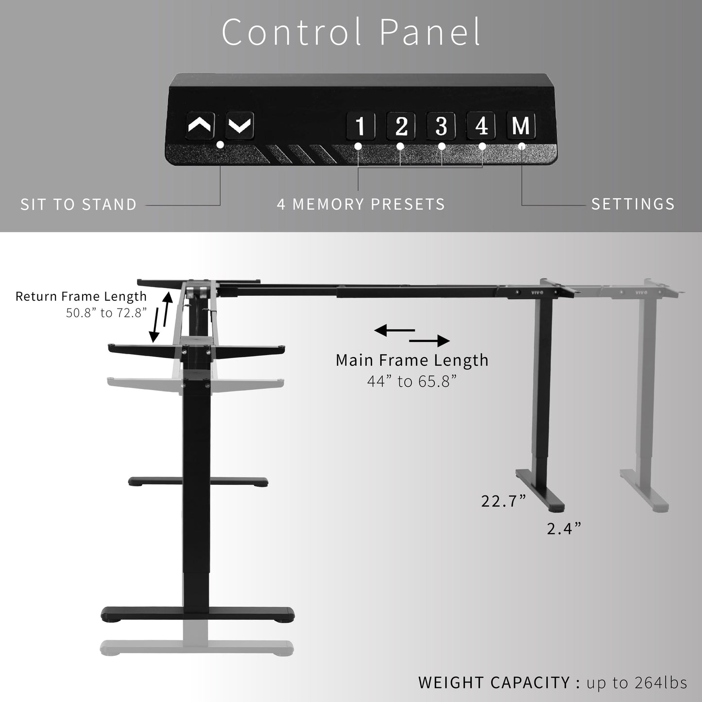 VIVO Electric Multi Motor Corner Frame with Memory Controller - DESK-V123EB