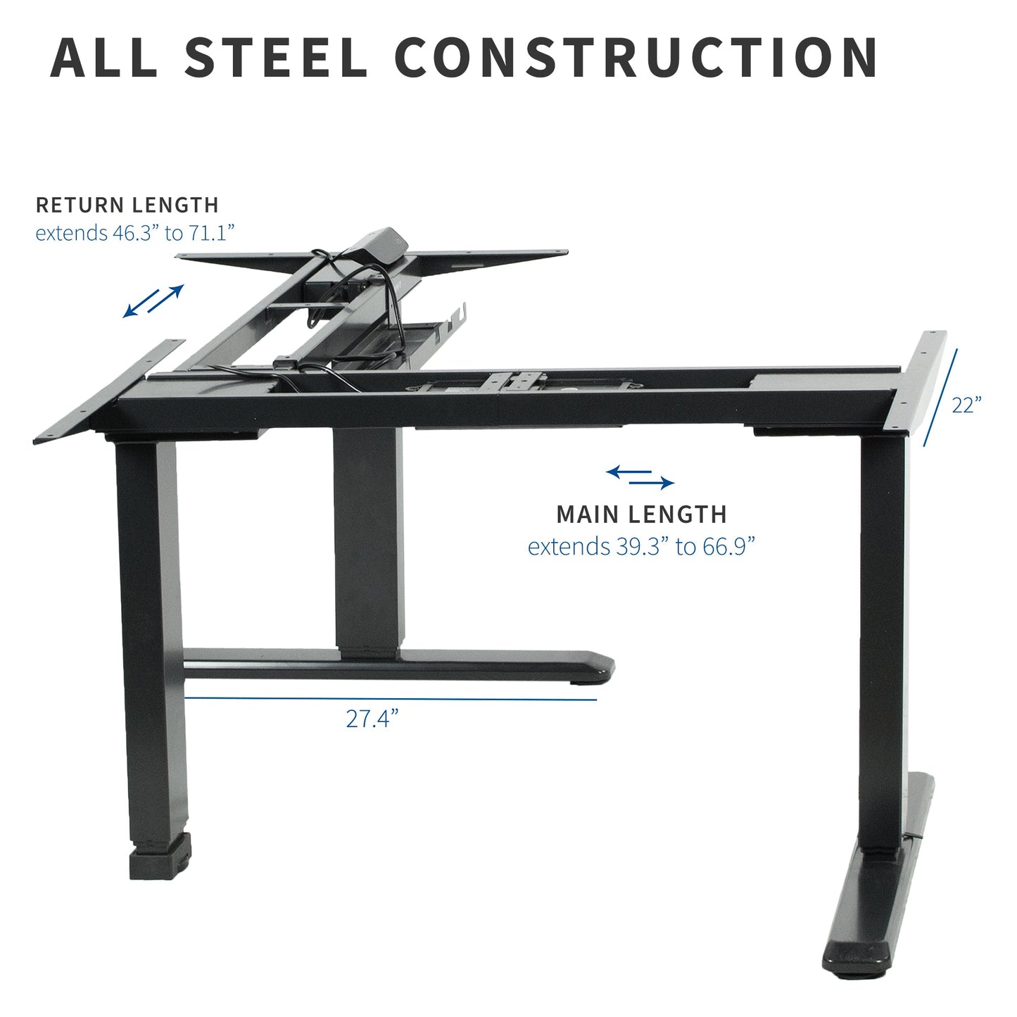 VIVO Electric Multi Motor Corner  Frame with Touch Screen Memory Controller - DESK-V133E