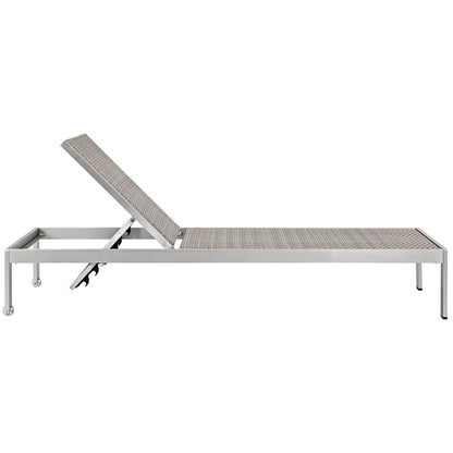 Modway Furniture Shore Outdoor Patio Aluminum Rattan Chaise - EEI-2250-SLV-GRY