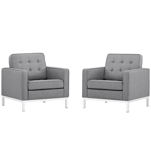 Modway furniture Loft Armchairs Upholstered Fabric Set of 2 - EEI-2440-LGR-SET