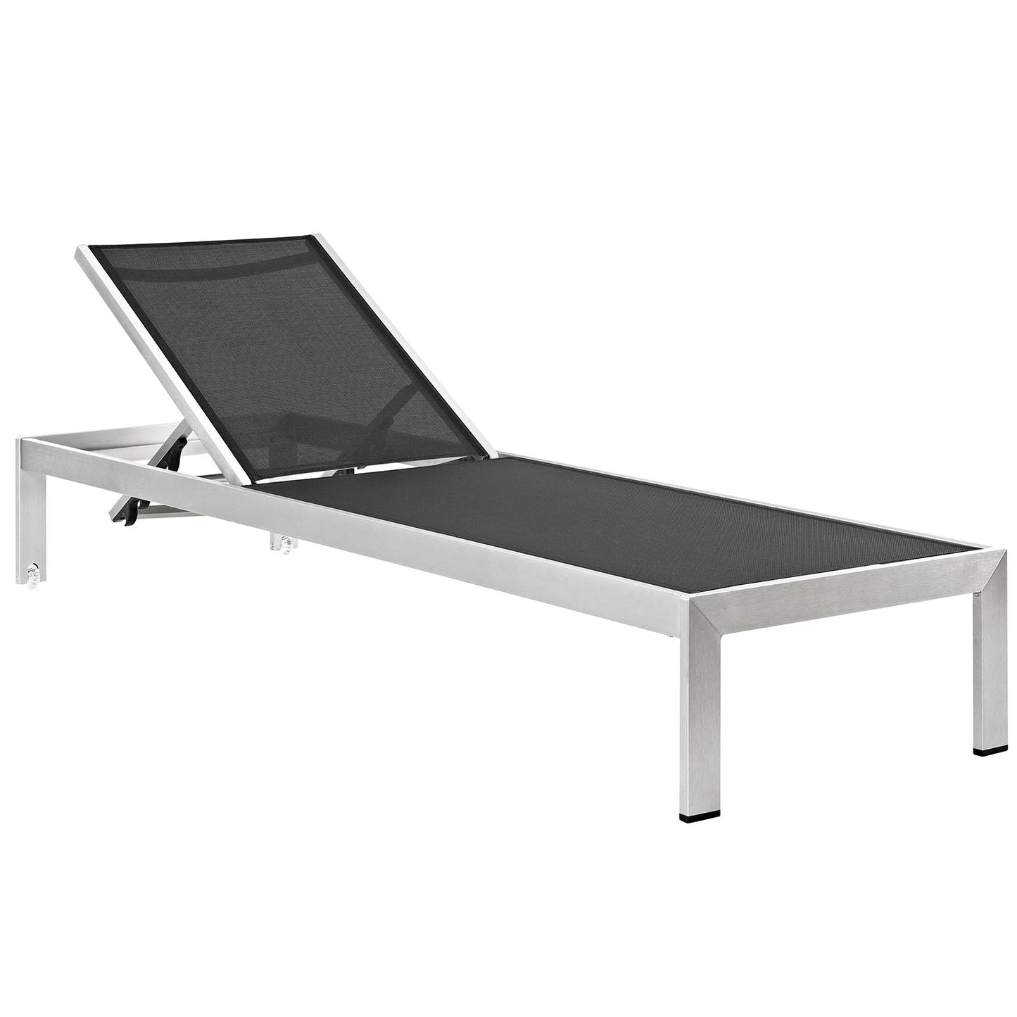 Modway Furniture Shore Chaise Outdoor Patio Aluminum Set of 2 – EEI-2472-SLV-BLK-SET