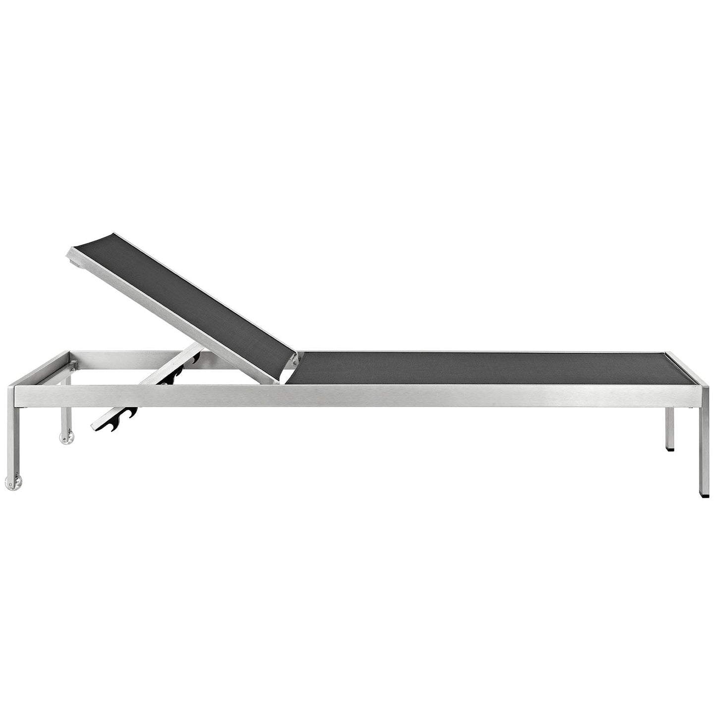 Modway Furniture Shore Chaise Outdoor Patio Aluminum Set of 2 – EEI-2472-SLV-BLK-SET
