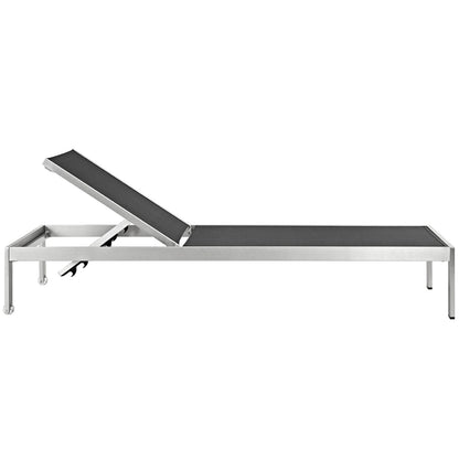 Modway Furniture Shore Chaise Outdoor Patio Aluminum Set of 2 – EEI-2472-SLV-BLK-SET