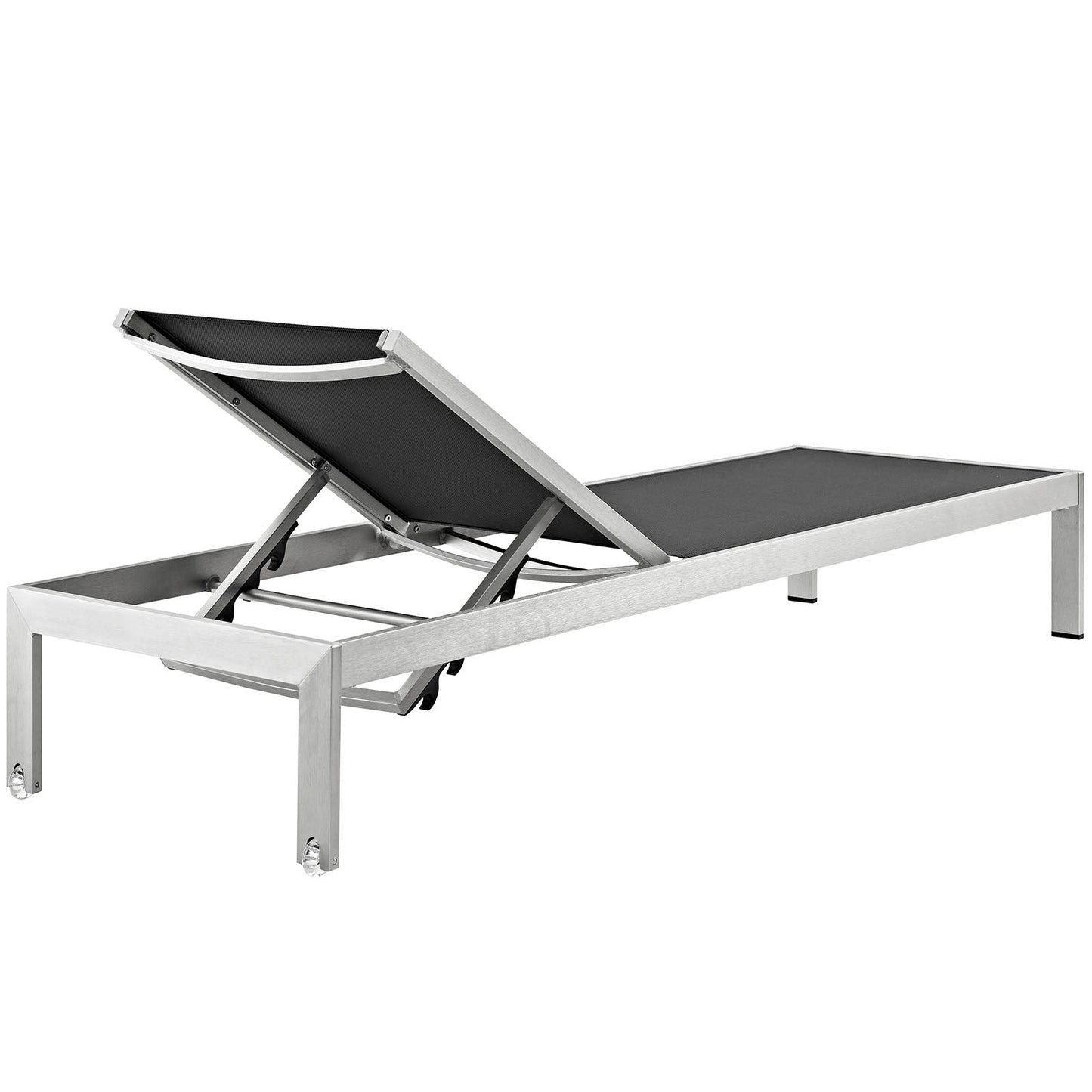 Modway Furniture Shore Chaise Outdoor Patio Aluminum Set of 2 – EEI-2472-SLV-BLK-SET