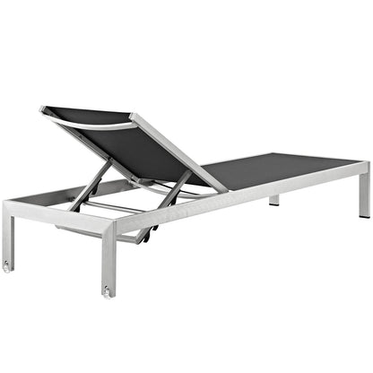 Modway Furniture Shore Chaise Outdoor Patio Aluminum Set of 2 – EEI-2472-SLV-BLK-SET