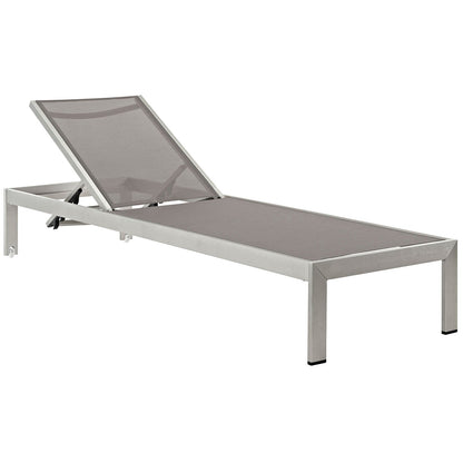 Modway Furniture Shore Chaise Outdoor Patio Aluminum Set of 4 – EEI-2473-SLV-BLK-SET