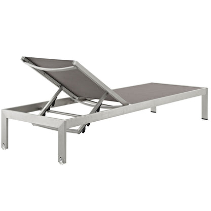 Modway Furniture Shore Chaise Outdoor Patio Aluminum Set of 6 – EEI-2474-SLV-BLK-SET