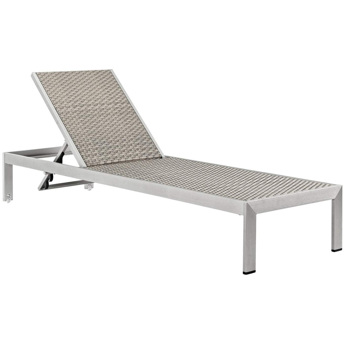 Modway Furniture Shore Chaise Outdoor Patio Aluminum Set of 4 – EEI-2478-SLV-GRY-SET