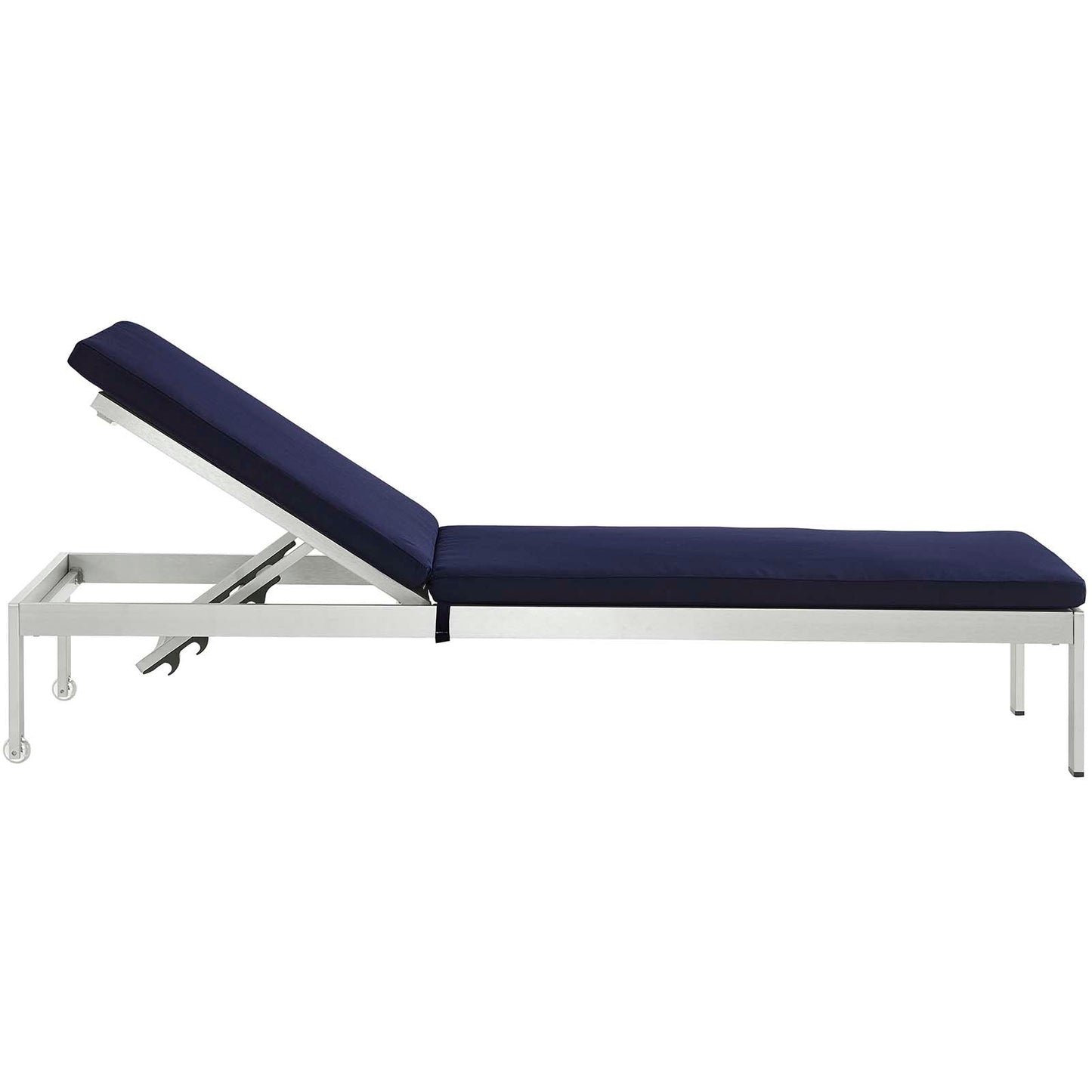 Modway Furniture Shore Chaise with Cushions Outdoor Patio Aluminum Set of 4 - EEI-2738-SLV-TRQ-SET