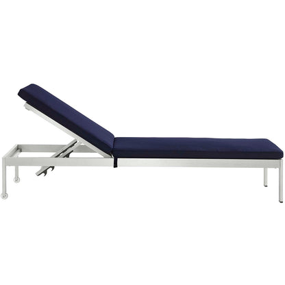 Modway Furniture Shore Chaise with Cushions Outdoor Patio Aluminum Set of 6 by Modway - EEI-2739-SLV-TRQ-SET
