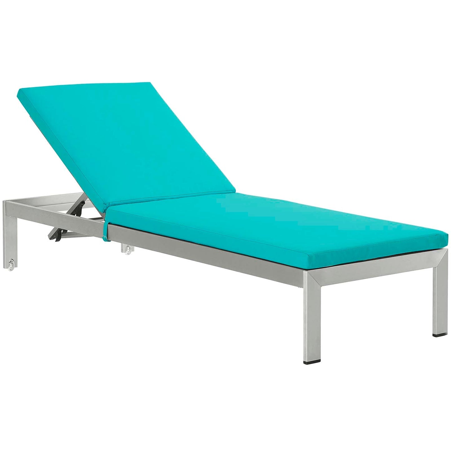 Modway Furniture Shore Chaise with Cushions Outdoor Patio Aluminum Set of 6 by Modway - EEI-2739-SLV-TRQ-SET