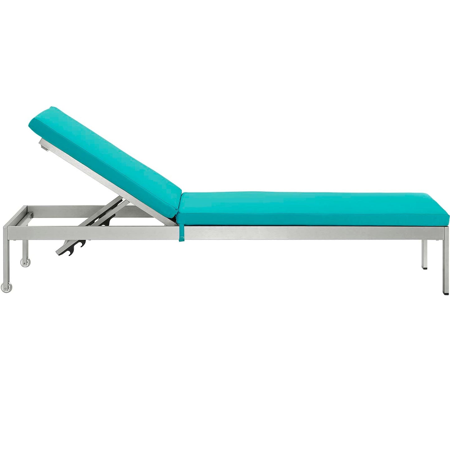 Modway Furniture Shore Chaise with Cushions Outdoor Patio Aluminum Set of 6 by Modway - EEI-2739-SLV-TRQ-SET