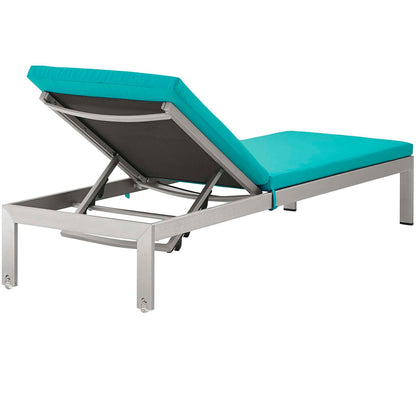 Modway Furniture Shore Chaise with Cushions Outdoor Patio Aluminum Set of 6 by Modway - EEI-2739-SLV-TRQ-SET