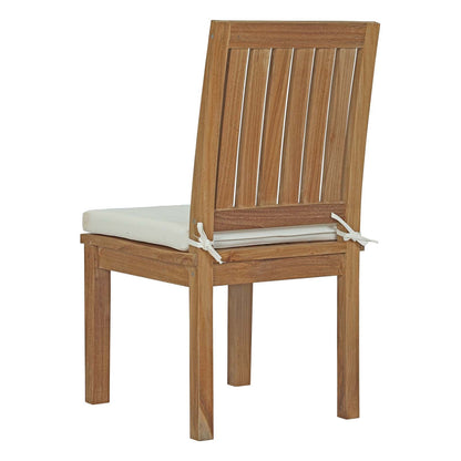 Modway Furniture Marina 7 Piece Outdoor Patio Teak Dining Set by Modway –EEI-3207-NAT-WHI-SET